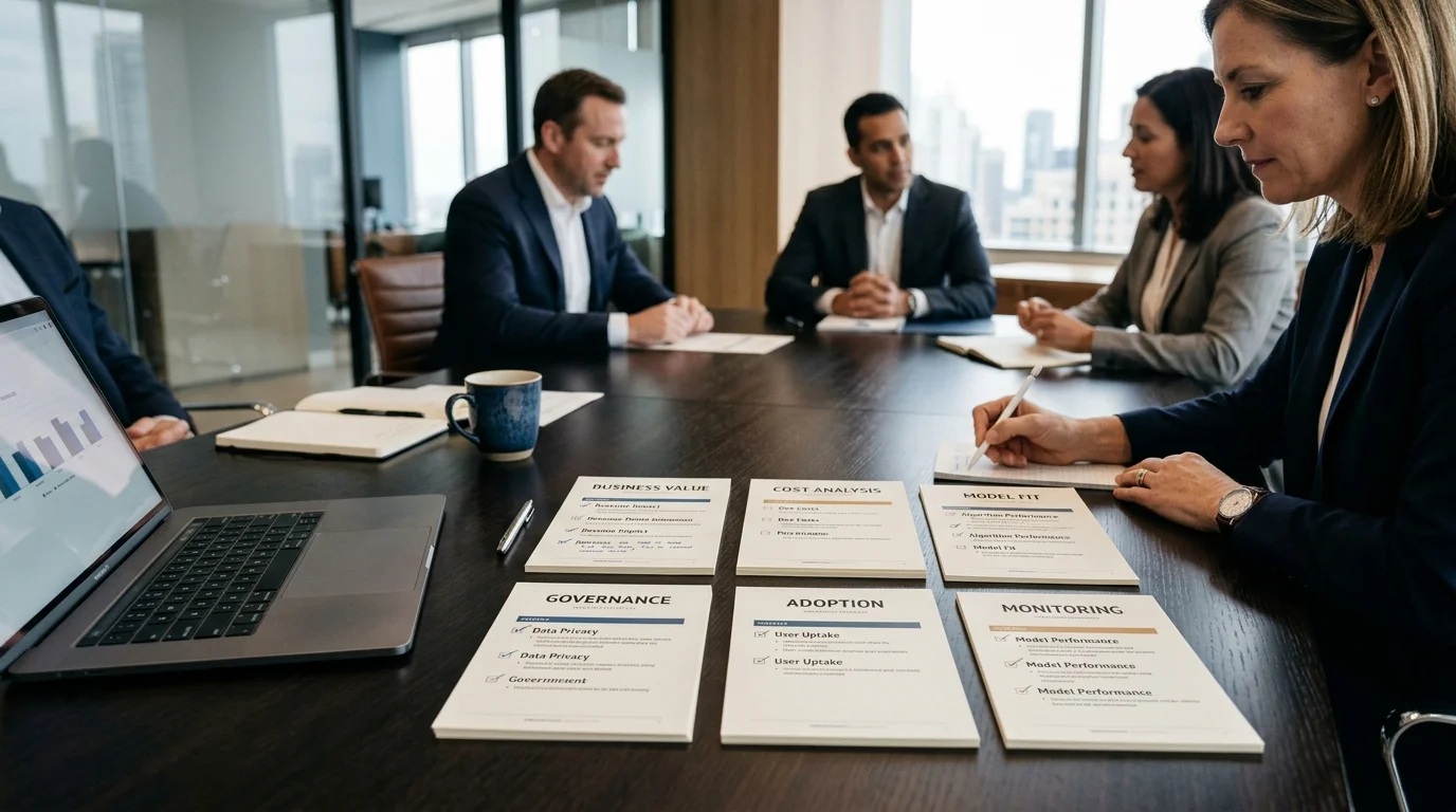 Enterprise AI ROI checklist for cost, governance, adoption, model fit, and monitoring